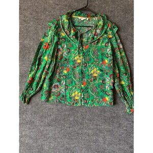 Boden Green Cottagecore Maximalist Victoriana Romantic Floral Boho Blouse 14